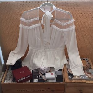 Cinq A Sept Creme Size S Silk/Crepe Blouse